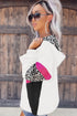 Leopard Color Block Pockets Zip-Up Hooded Jacket